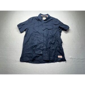 Scotch Soda Navy Blue Short Sleeve Button Up Shirt Men's M linen blend
